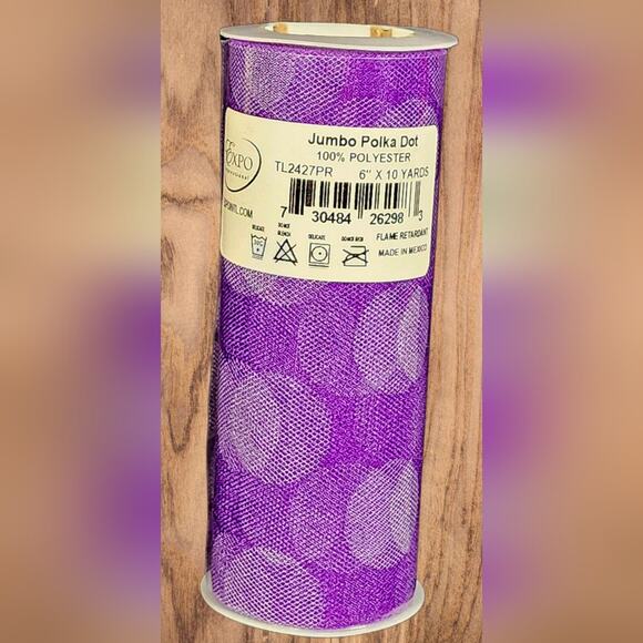 EXPO Jumbo Polkadot Tulle Rolls 6" x 10 Yards 2-pack NEW - Picture 2 of 6